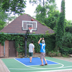 Two shoot around on their new basketball system