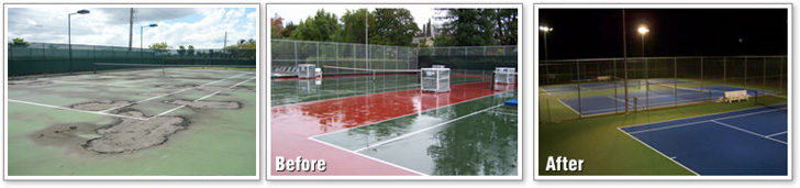 Tennis Court Resurfacing - before and After